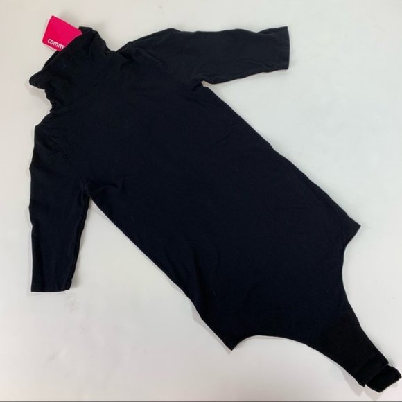 Commando Ballet Body Turtleneck Bodysuit Black Short Sleeves Snap Thong - Picture 6 of 13